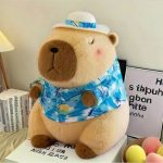 Blue Hawaii Beach Boy Capybara Plush Doll 25cm