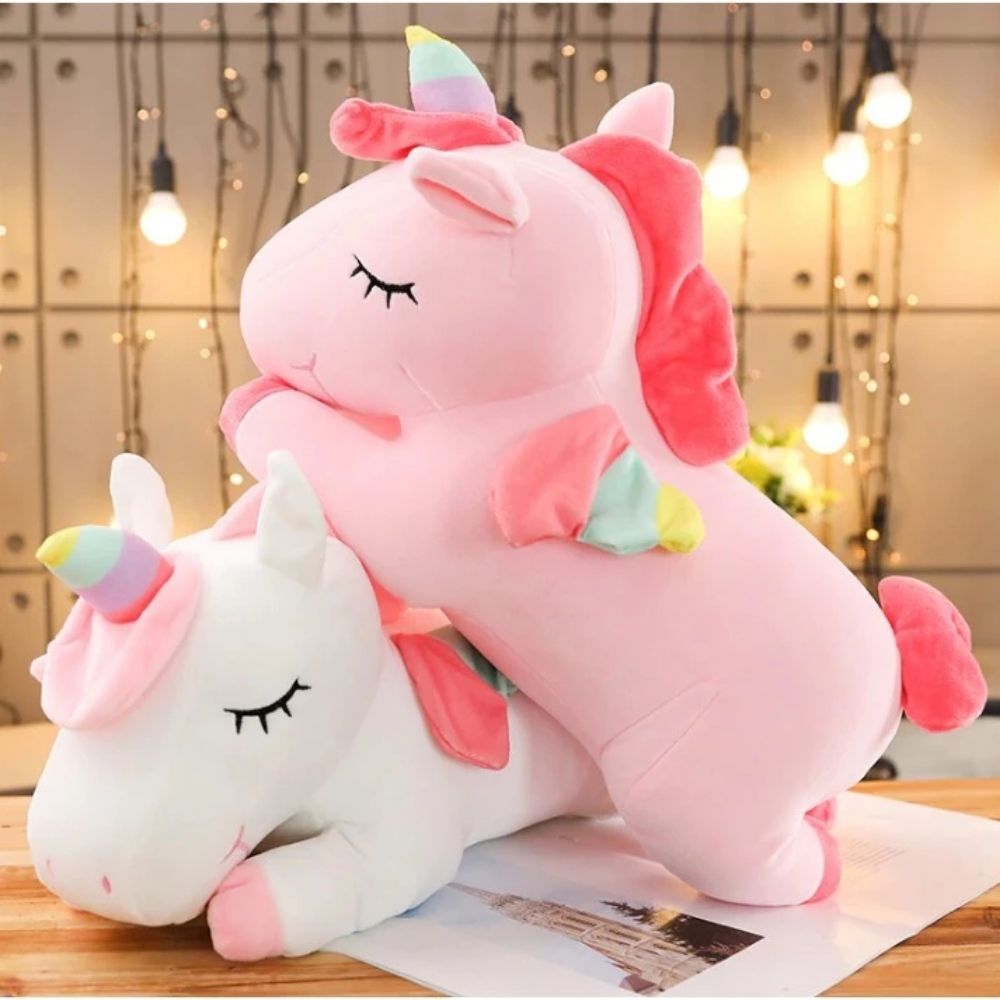 GTG-76.jpg Unicorn Couple Plush Rainbow Pink & White 60cm - Image 1