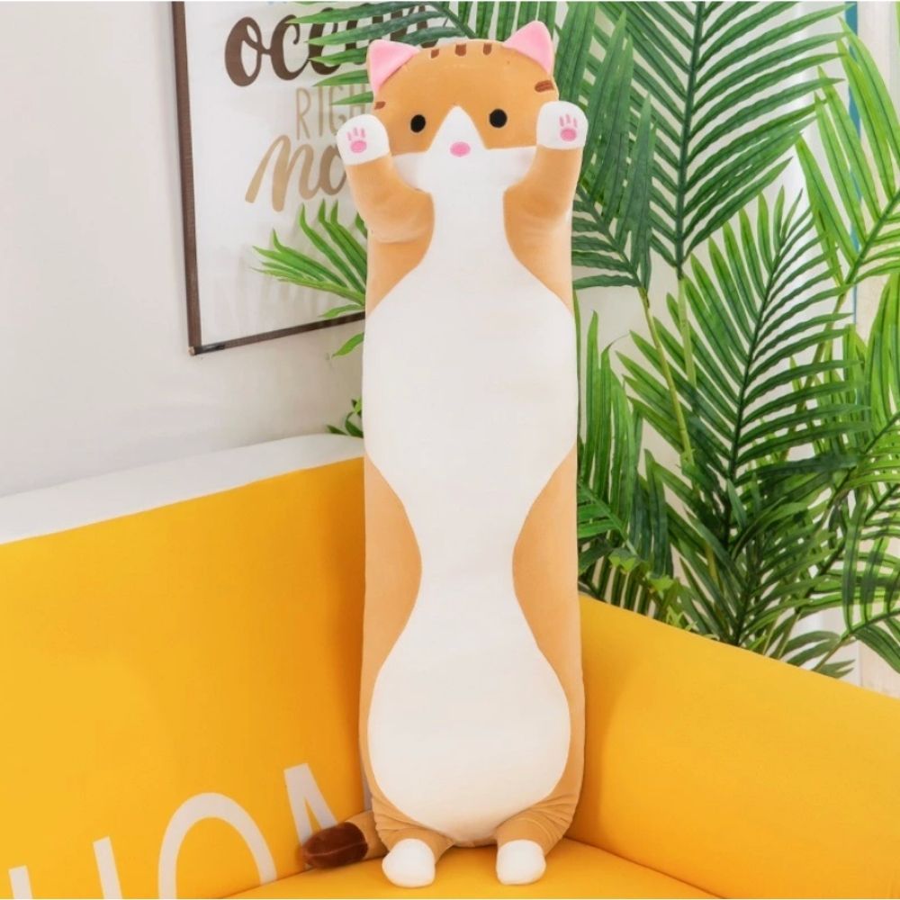 EDOLL (14) 50CM Long Cat Plushie Kitten Bolster – Brown - Image 1