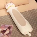 120CM Cute Kitten Long Bolster Plush – Cream